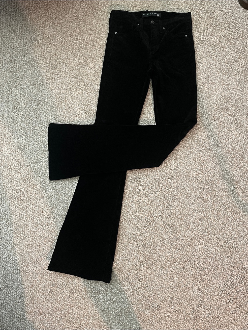 Veronica Beard Black Velvet Flared-Leg Pants